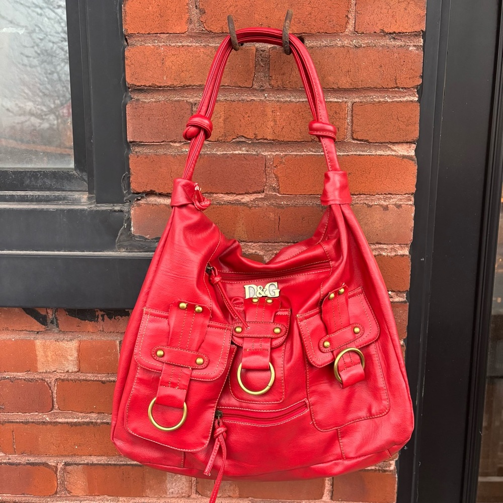 Vintage Y2K D&G Red Leather Shoulder Bag